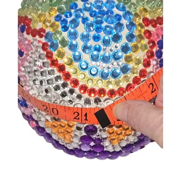 Day Of The Dead Rainbow Rhinestones 3D Fullsize Bling Ceramic Skull Handcrafted - Picture 12 of 13